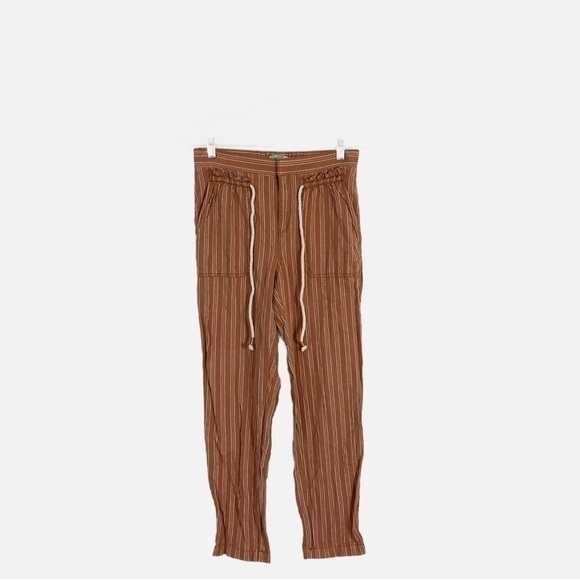 Anthropologie XS Linen‎ Blend Relaxed Fit Pants Orange Striped - Picture 2 of 11